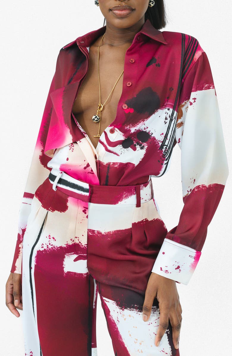 ISRAELLA KOBLA Andraya Button-Up Shirt, Main, color, Red Print