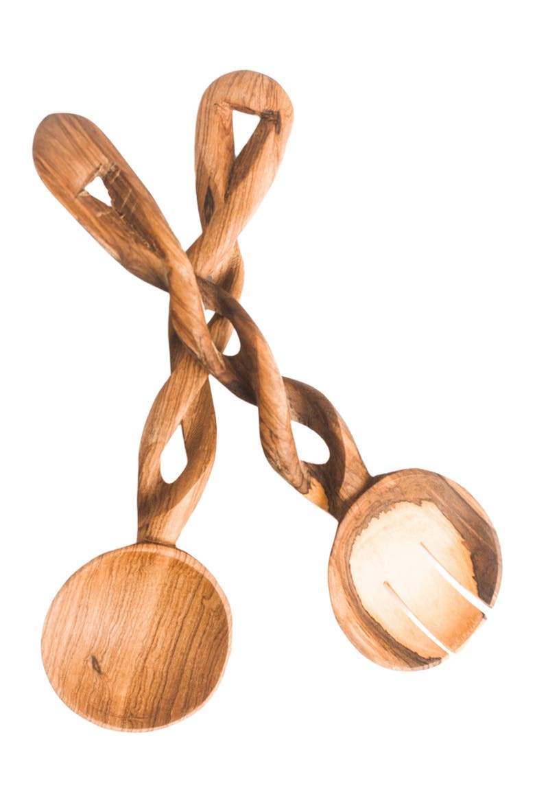 Spiral Salad Servers, Alternate, color, Natural