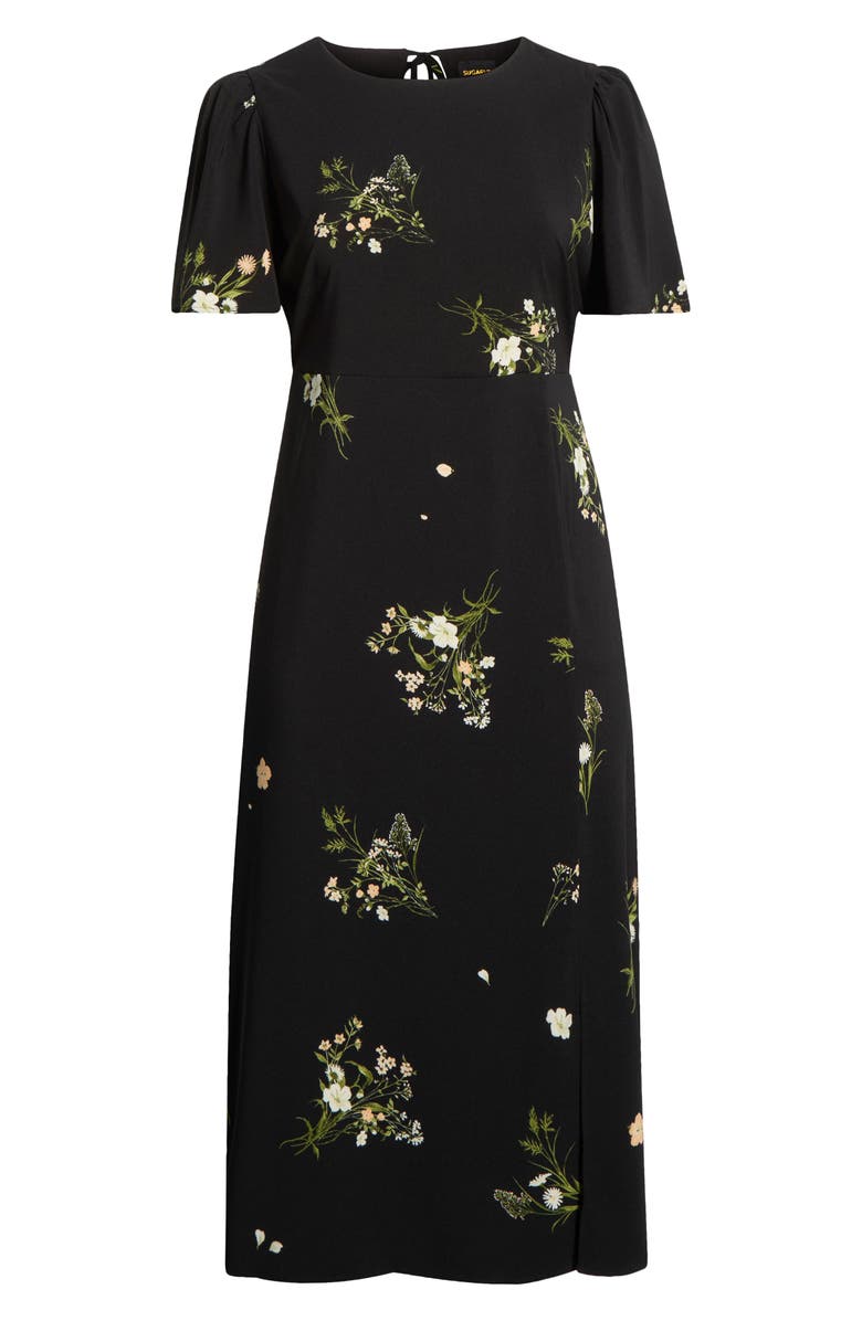 SUGARLIPS Jenna Floral Print Maxi Dress, Alternate, color, Black-Green
