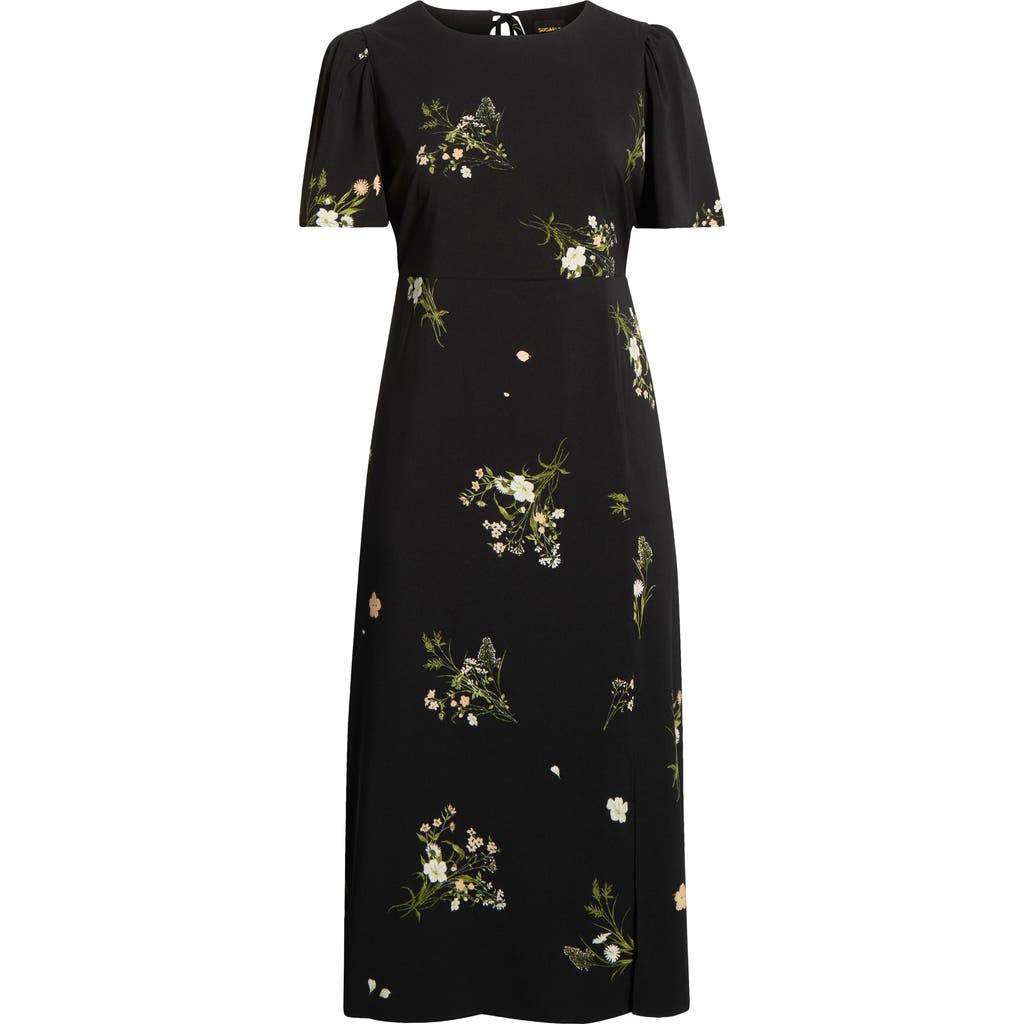 Sugarlips Jenna Floral Print Maxi Dress In Black