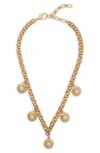 Imitation Pearl Framed Station Necklace