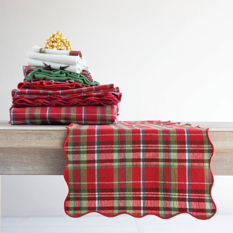 Quilted Cotton Scalloped Plaid Table Runner