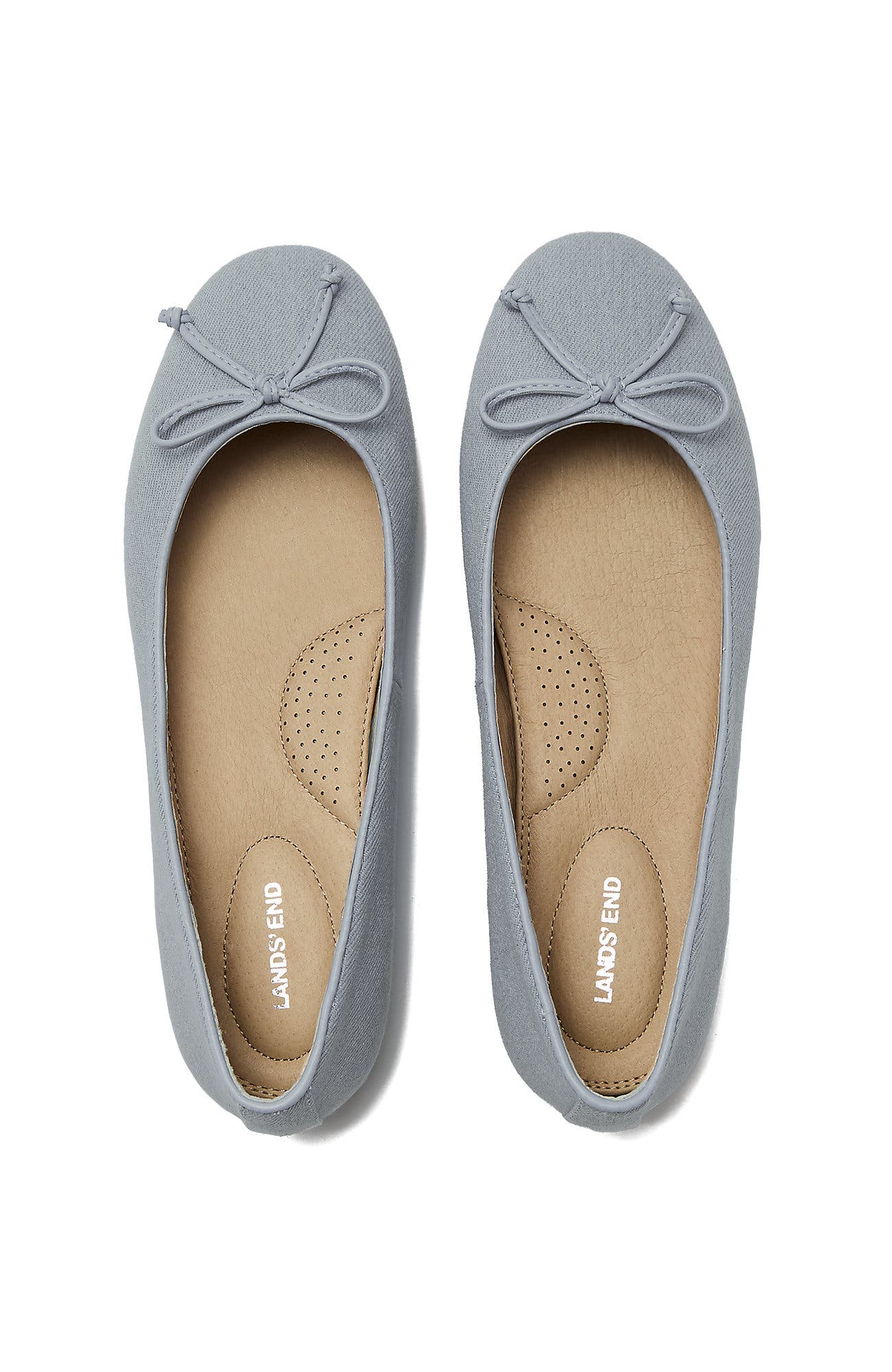 Lands' End Essential Denim Ballet Flats, Alternate, color, Dark Wash