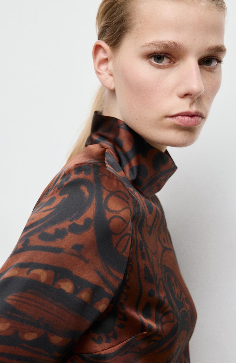 MANGO Paisley Print Satin Top, Alternate, color, Burnt Orange