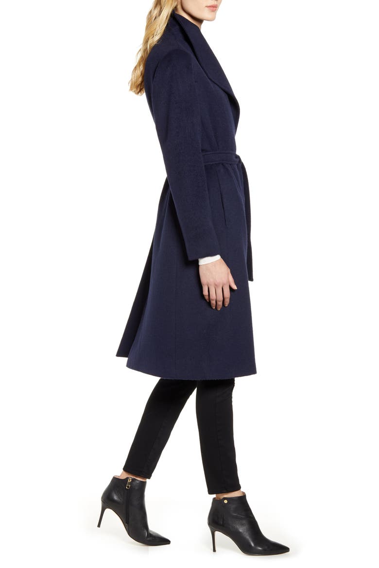 Alpaca Blend Wrap Coat, Alternate, color, NAVY