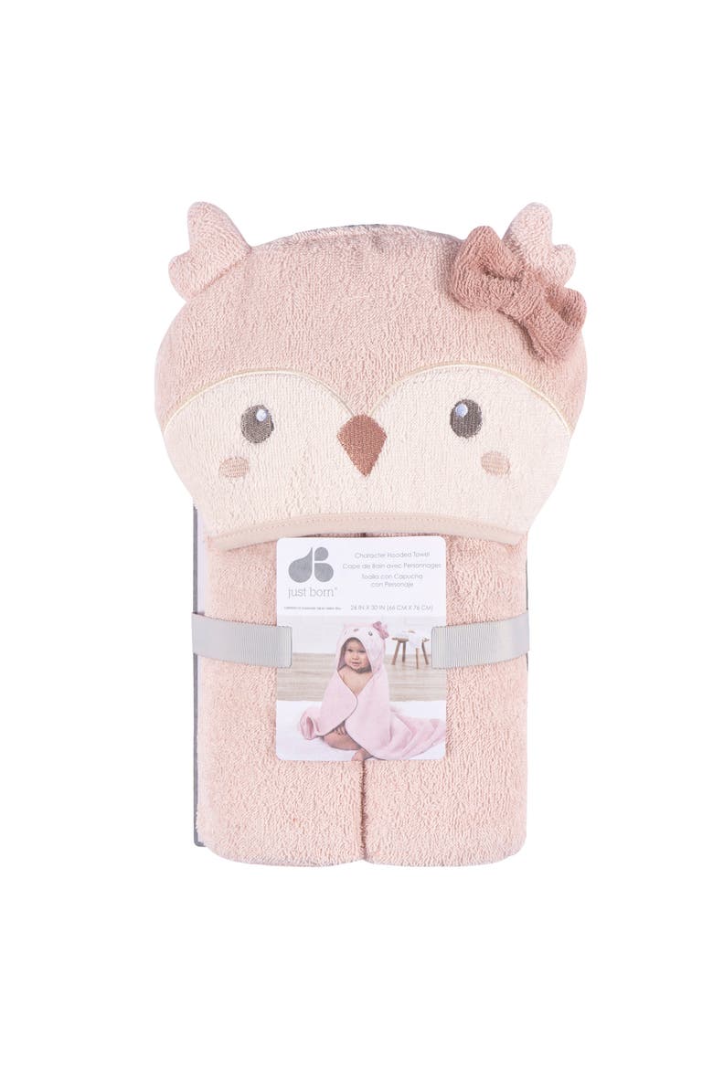 Tan Deer Character Hooded Towel, Alternate, color, Owl