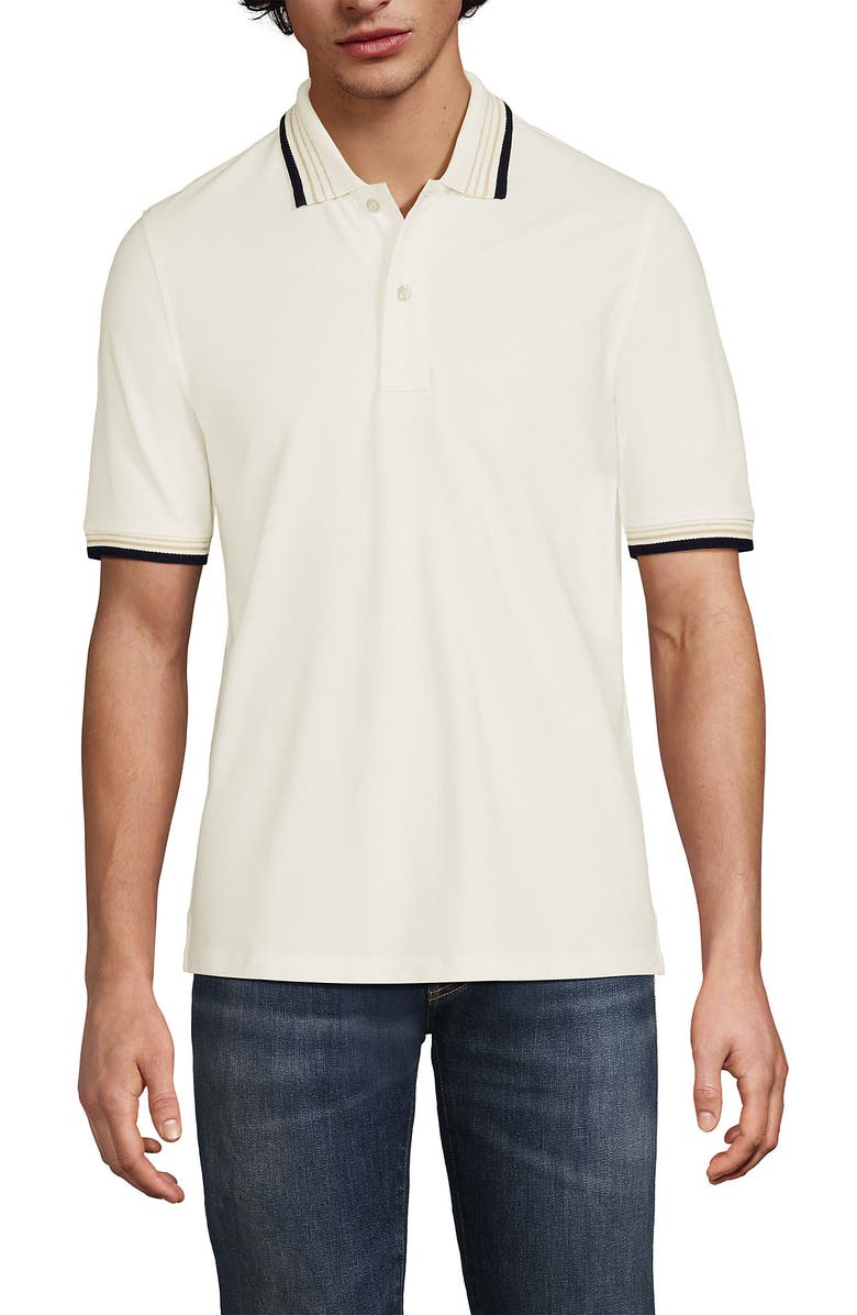Lands' End Short Sleeve Comfort-First Mesh Polo Shirt, Main, color, Egret White