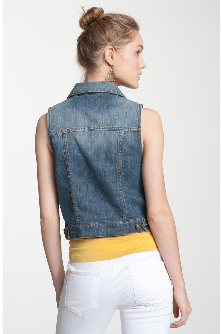 Sleeveless Denim Vest, Alternate, color, DARK WASH