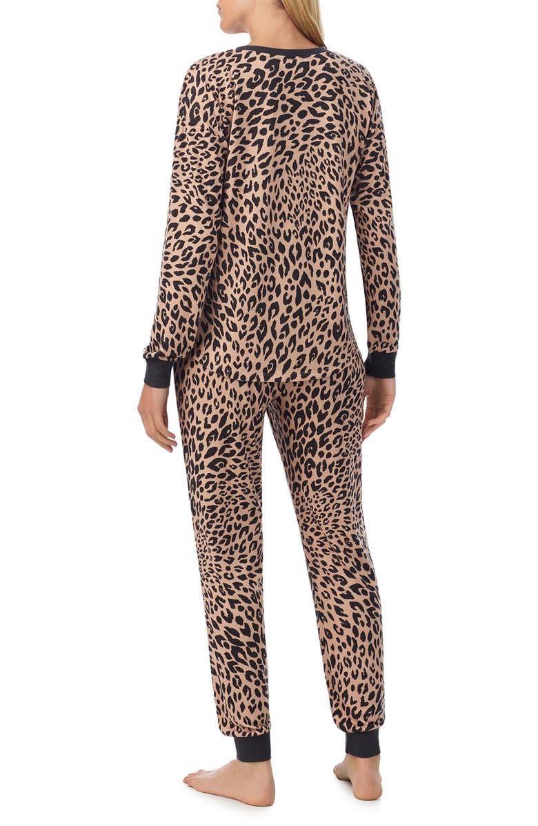 Kate Spade New York print henley pajamas, Alternate, color, Brown Animal Print