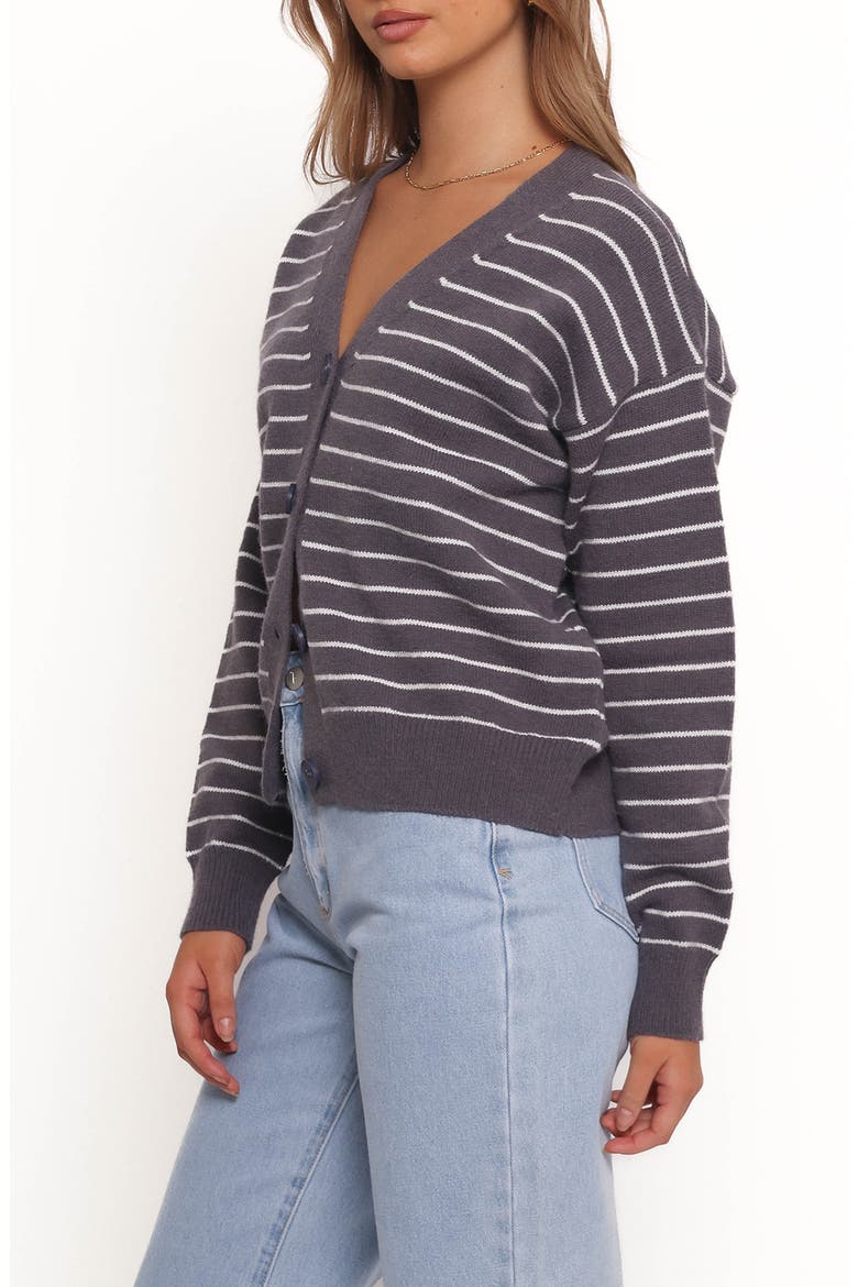 Zammy Stripe Crop Cardigan, Alternate, color, GREY