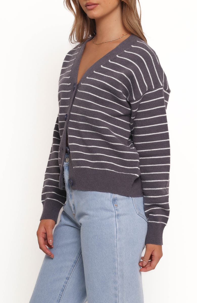 Petal & Pup Zammy Stripe Crop Cardigan, Alternate, color, Grey