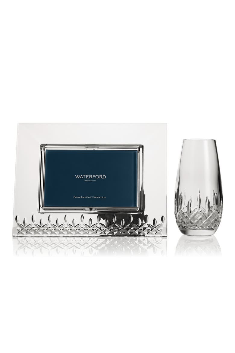 Lismore Crystal Picture Frame & Bud Vase Set, Main, color, NO COLOR