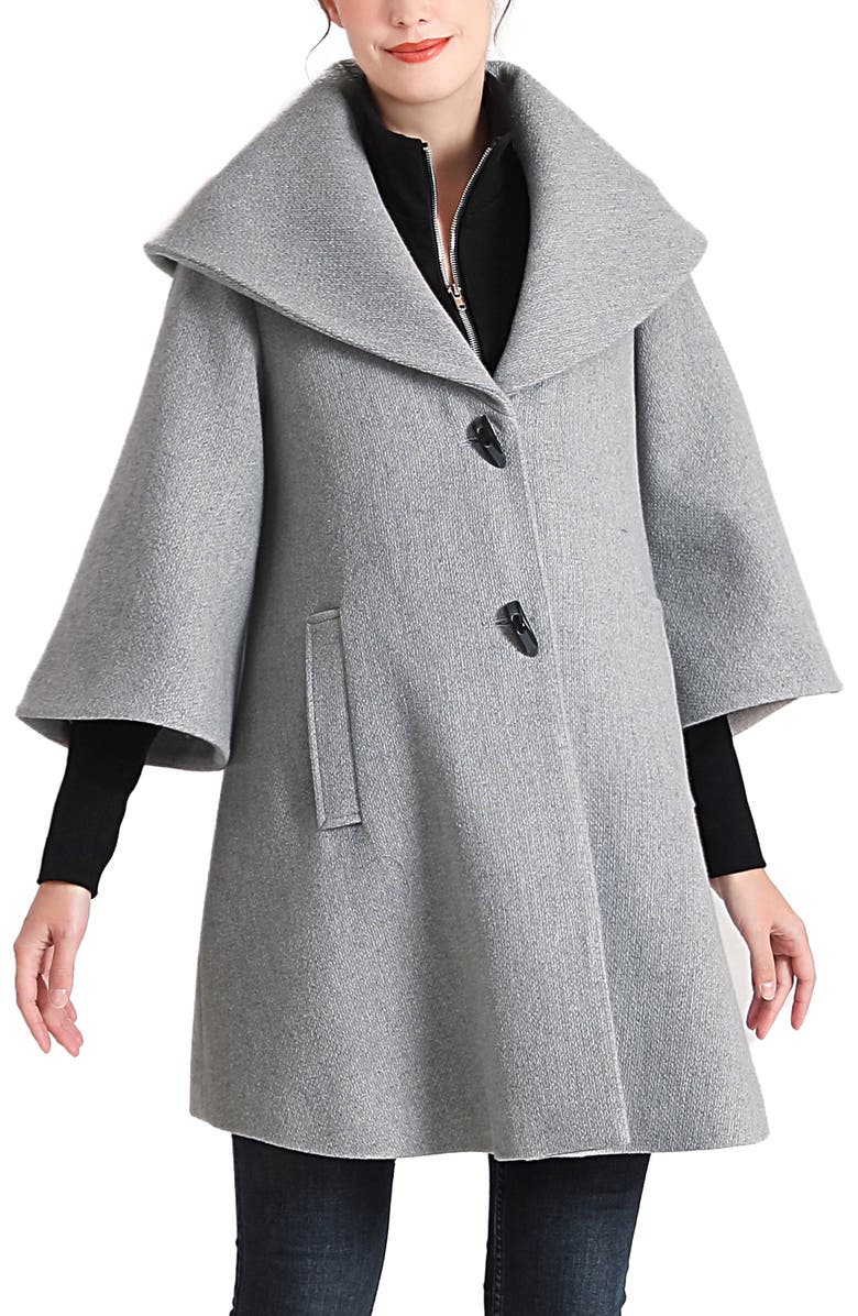 Kimi & Kai Aanya Maternity A-Line Wool Coat with Removable Bib, Main, color, Gray