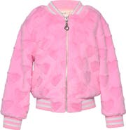 Truly Me Kids' Faux Fur Heart Bomber Jacket