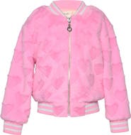 Truly Me Kids' Faux Fur Heart Bomber Jacket