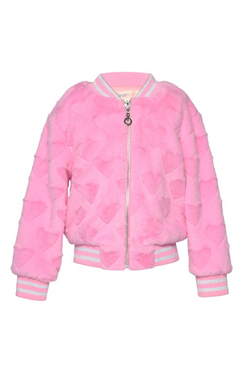 Truly Me Kids' Faux Fur Heart Bomber Jacket in Pink  product