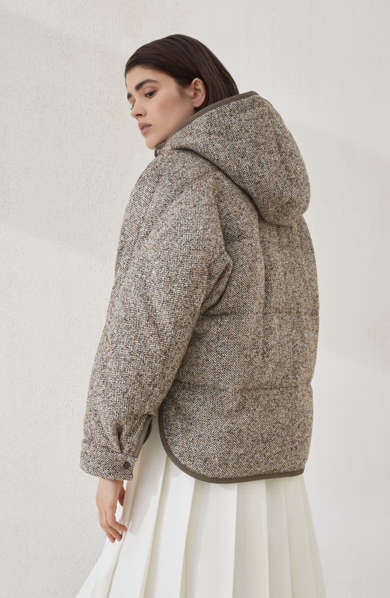 Brunello Cucinelli Flecked chevron down jacket, Alternate, color, Rope