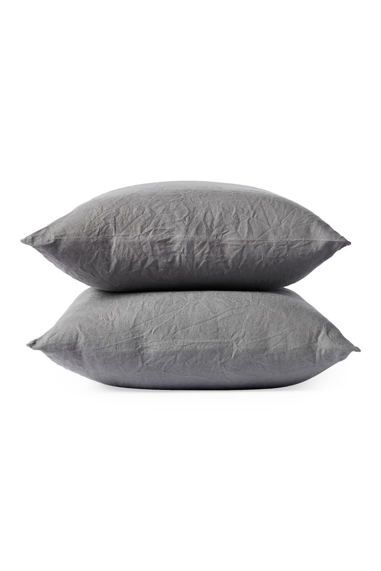 Relaxed Set of 2 Organic Linen Pillowcases, Main, color, SLATE