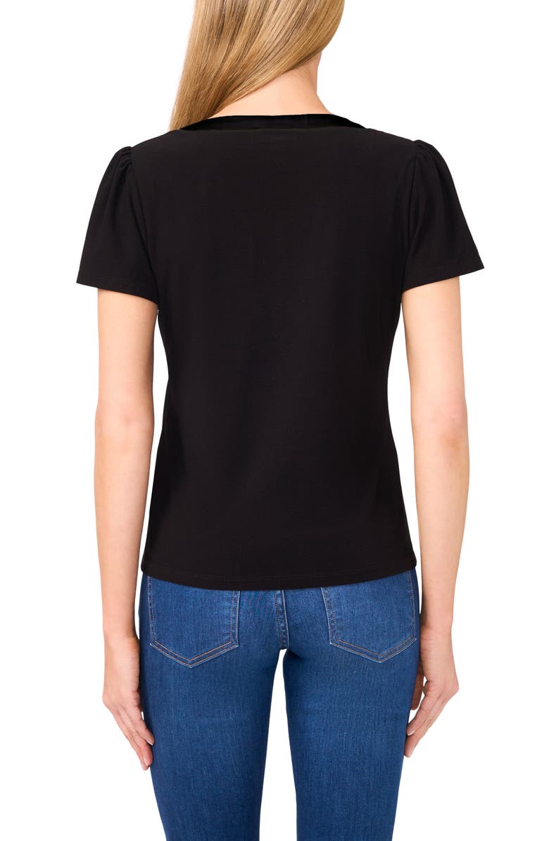 CeCe Bow Detail Satin Top, Alternate, color, Rich Black