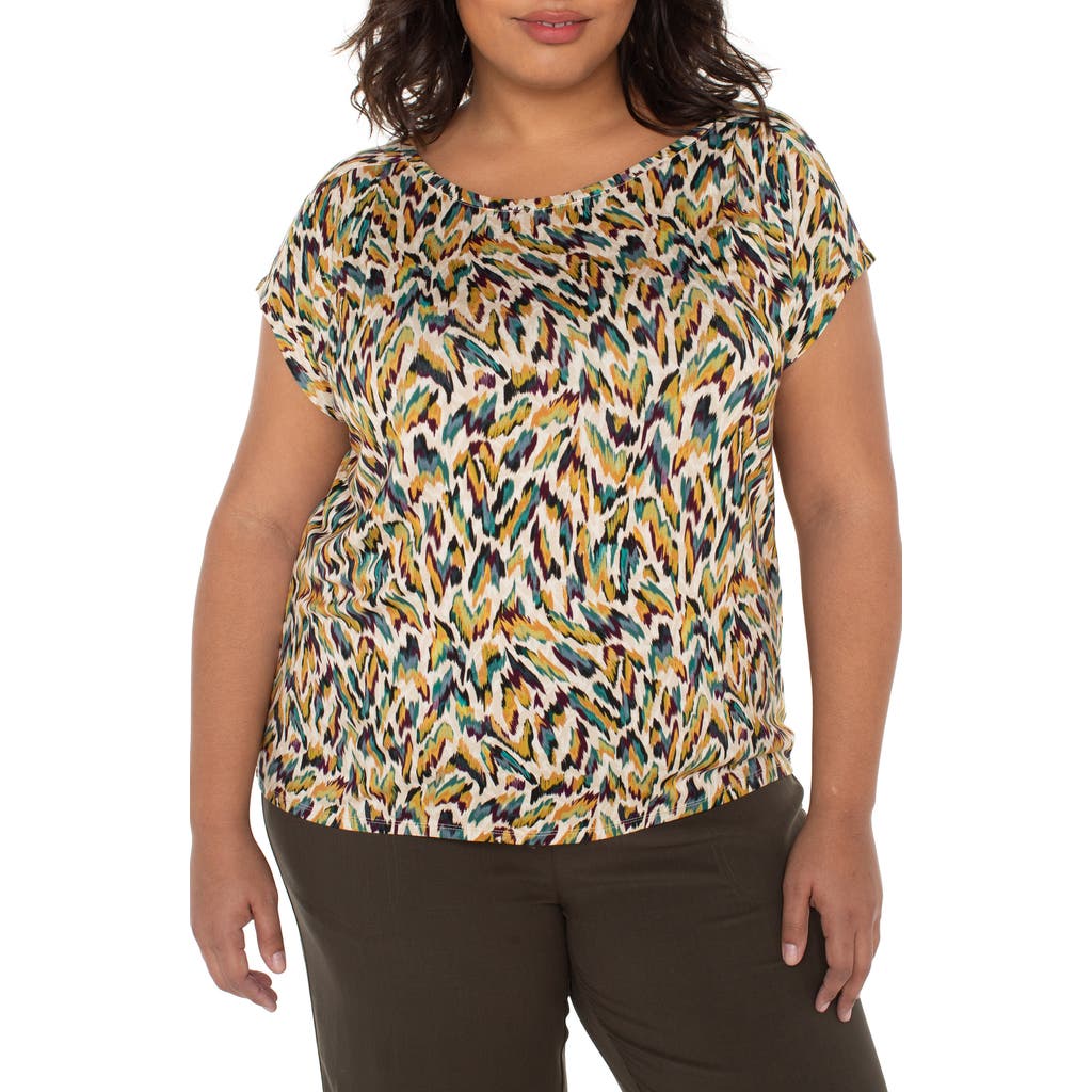 Liverpool Los Angeles Abstract Animal Print Jersey Knit Top In Multi