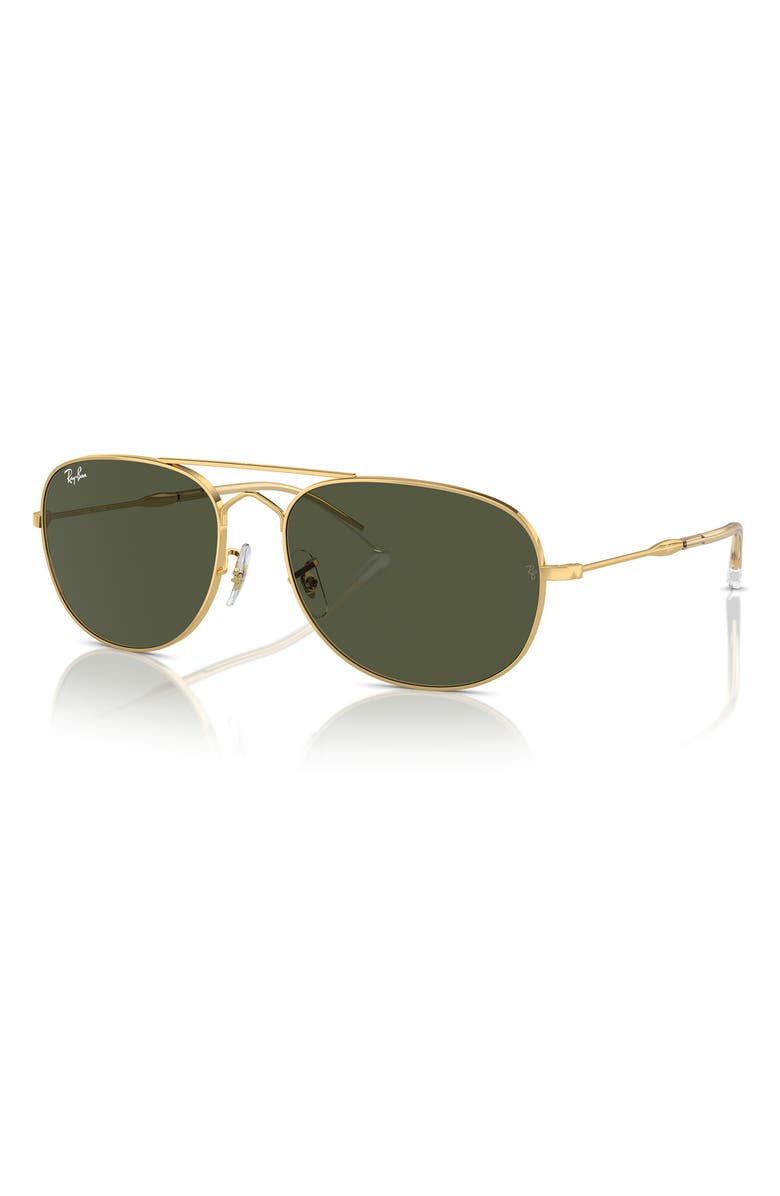 Ray-Ban Bain Bridge 57mm Pillow Aviator Sunglasses, Alternate, color, Gold Flash