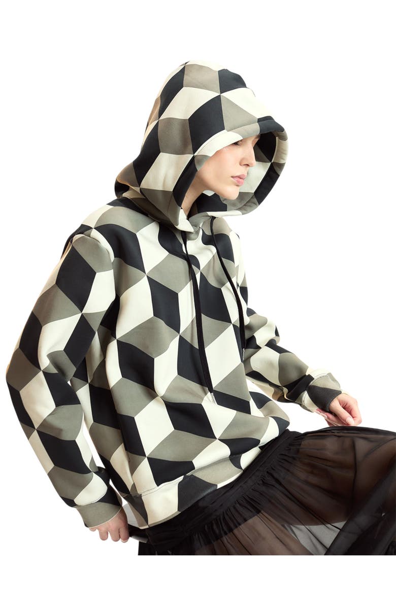 Cynthia Rowley Printed Hoodies, Alternate, color, Geo Black/Camel Combo