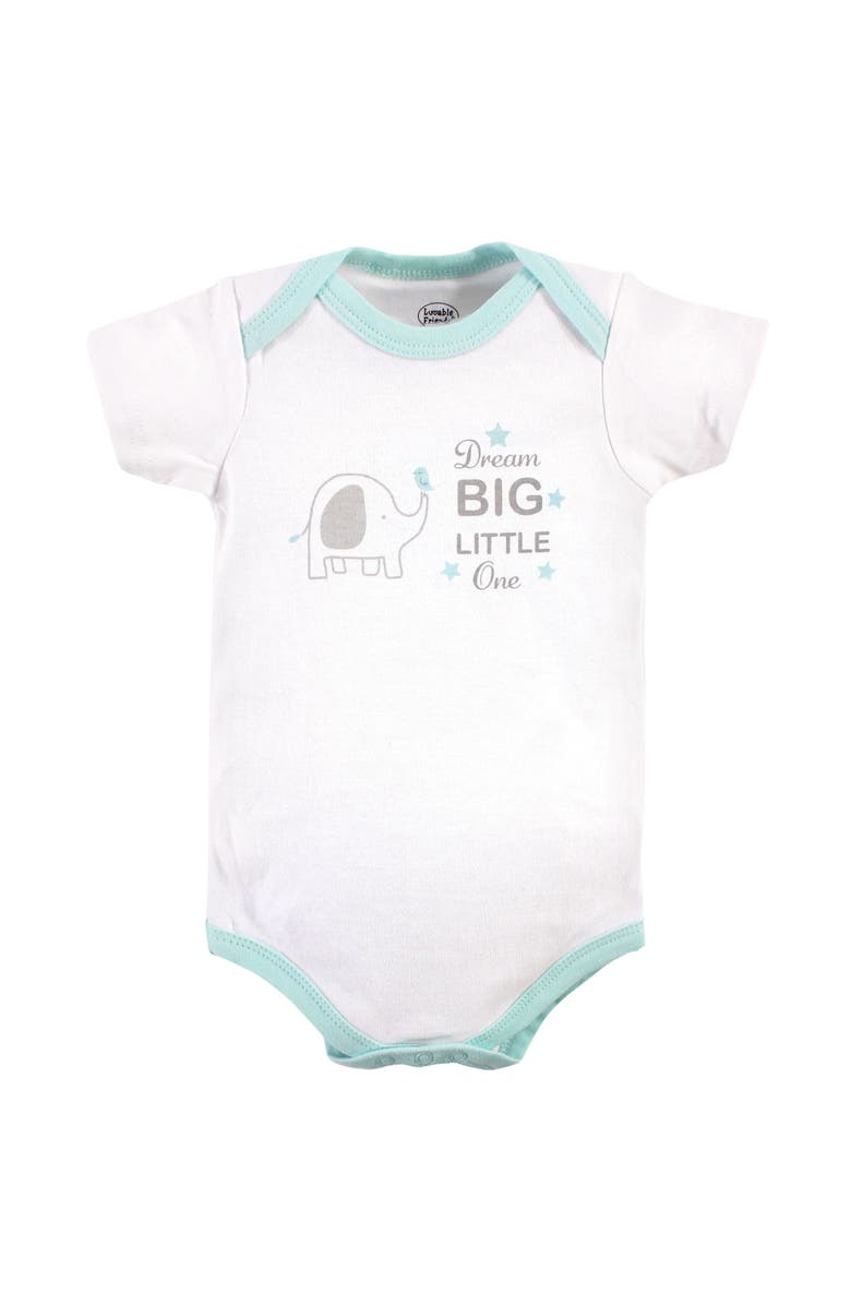 Luvable Friends Essential 5-Piece Bodysuit Set, Alternate, color, Boy Basic Elephant