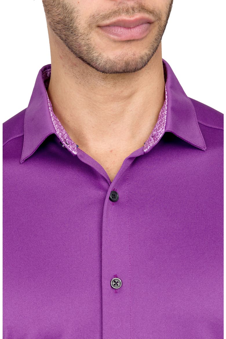Solid Performance Button-Down Shirt, Alternate, color, PURPLE