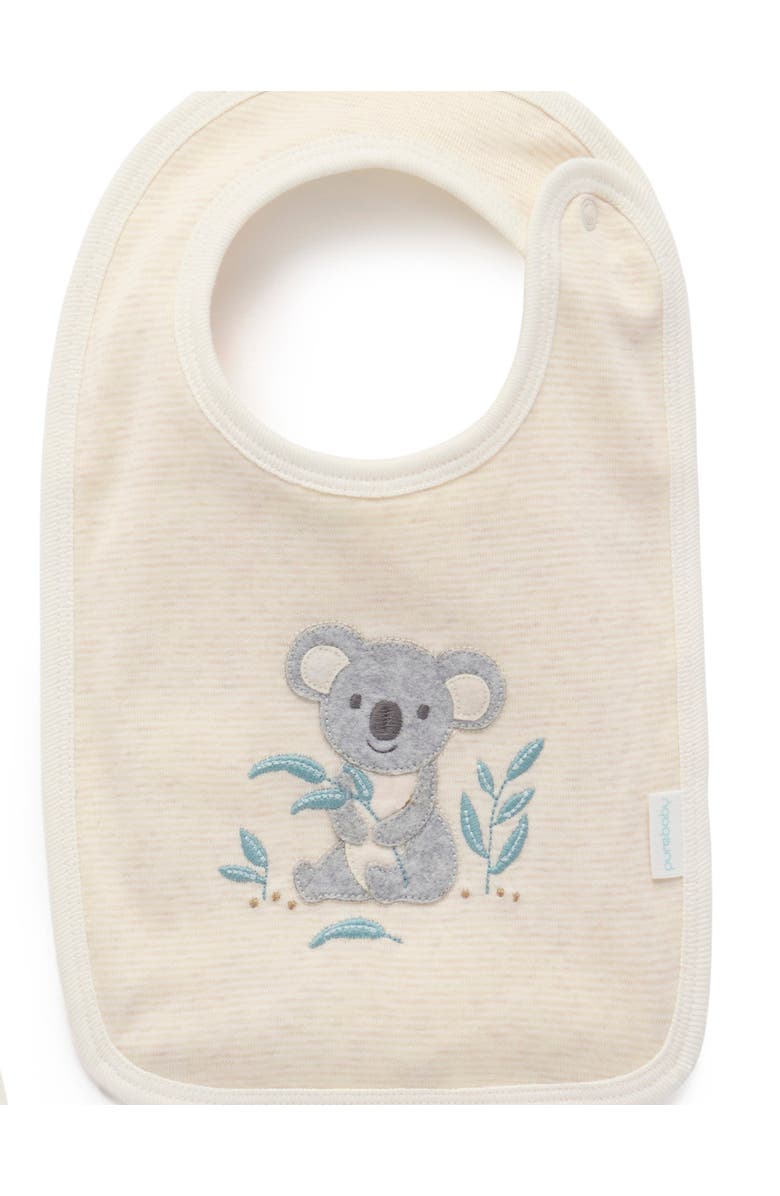 Purebaby Australiana Animals Zip Romper & Bib Set, Alternate, color, Bush Babies