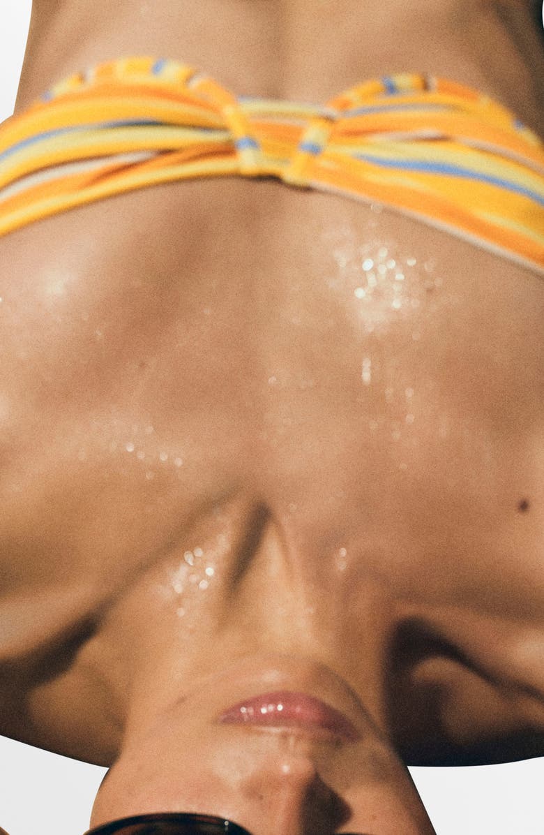 MANGO Stripe Print Underwire Bikini Top, Alternate, color, Pastel Yellow