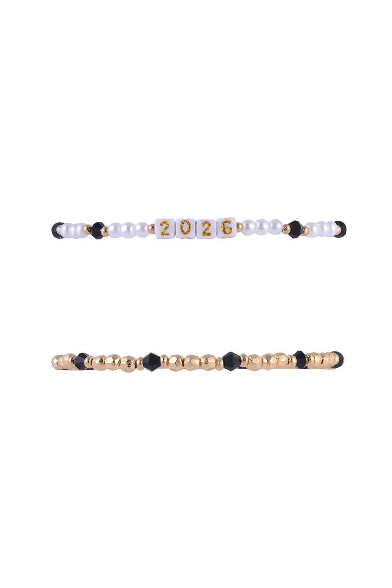4pc Black & Gold Graduation Bracelet Set, Alternate, color, Black