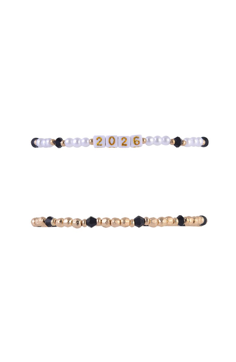 Hallmark 4pc Black & Gold Graduation Bracelet Set, Alternate, color, Black