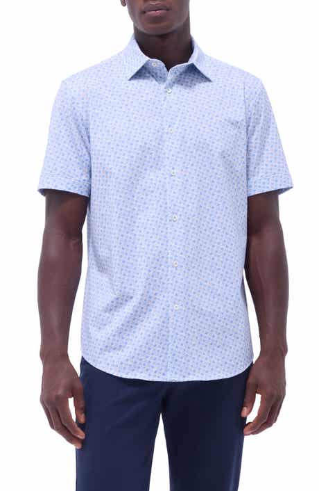 Bugatchi Miles OoohCotton® Print Short Sleeve Button-Up Shirt