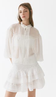 H&M Ruffle-trimmed Balloon-sleeved Blouse