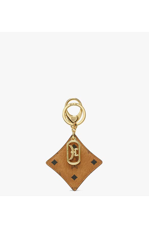 MCM Aren Bicolor Diamond Key Charm in Visetos in Brown 