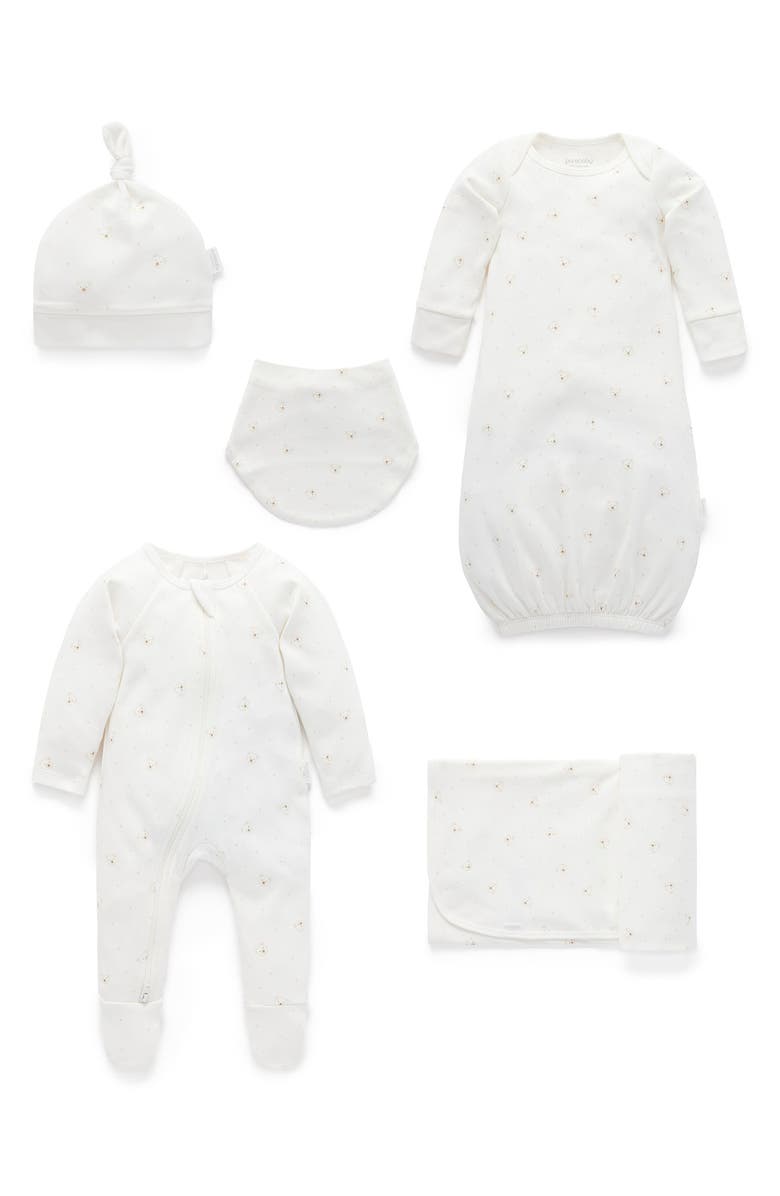 Purebaby Welcome Baby Gift Pack 5 Piece, Main, color, Vanilla Bear