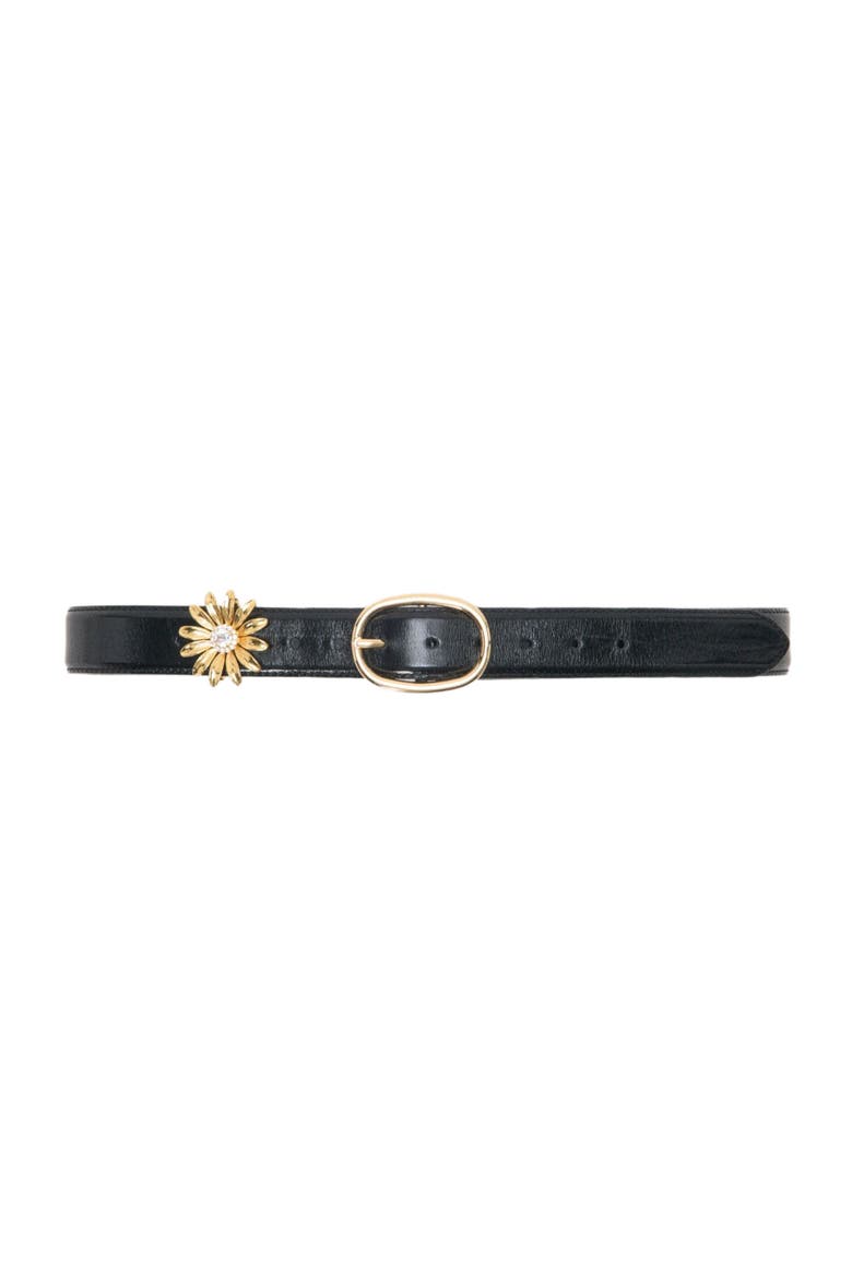 Leather belt with removable jewel, Main, color, Black