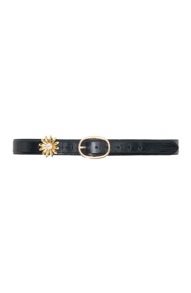 maje Leather belt with removable jewel, Main, color, Black