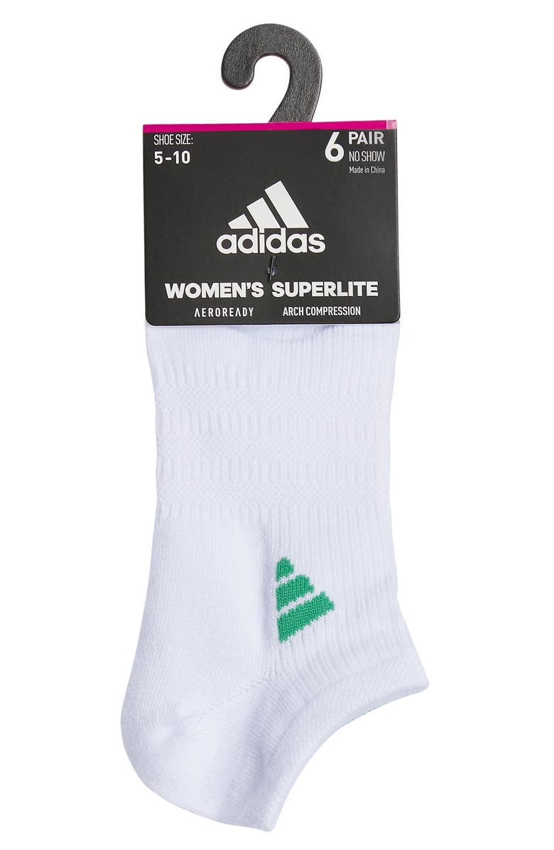 adidas Superlite 3.0 6-Pack Socks, Alternate, color, White/ Court Green/ Pink