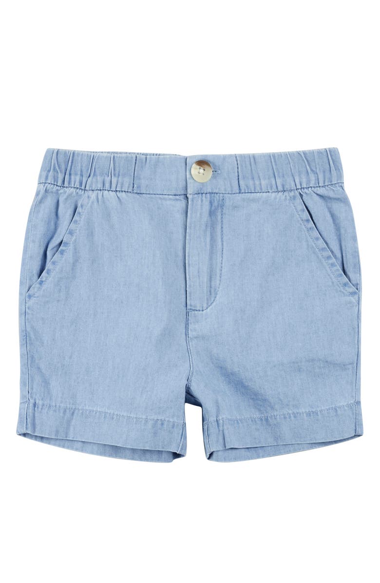 MILES THE LABEL Kids' Sky Organic Cotton Chambray Shorts, Main, color, Light Blue Denim