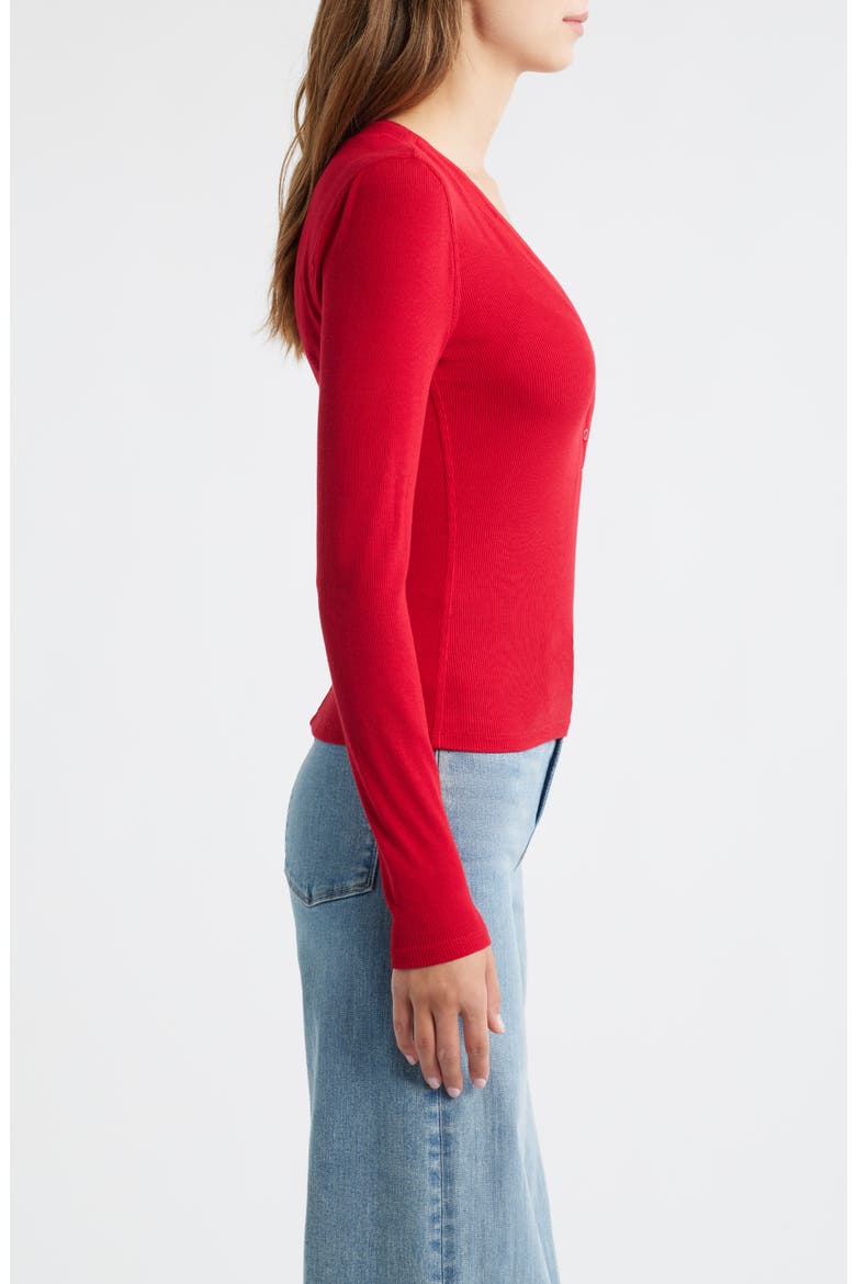 The Mesh Trim Rib Henley, Alternate, color, BRIGHT RASPBERRY