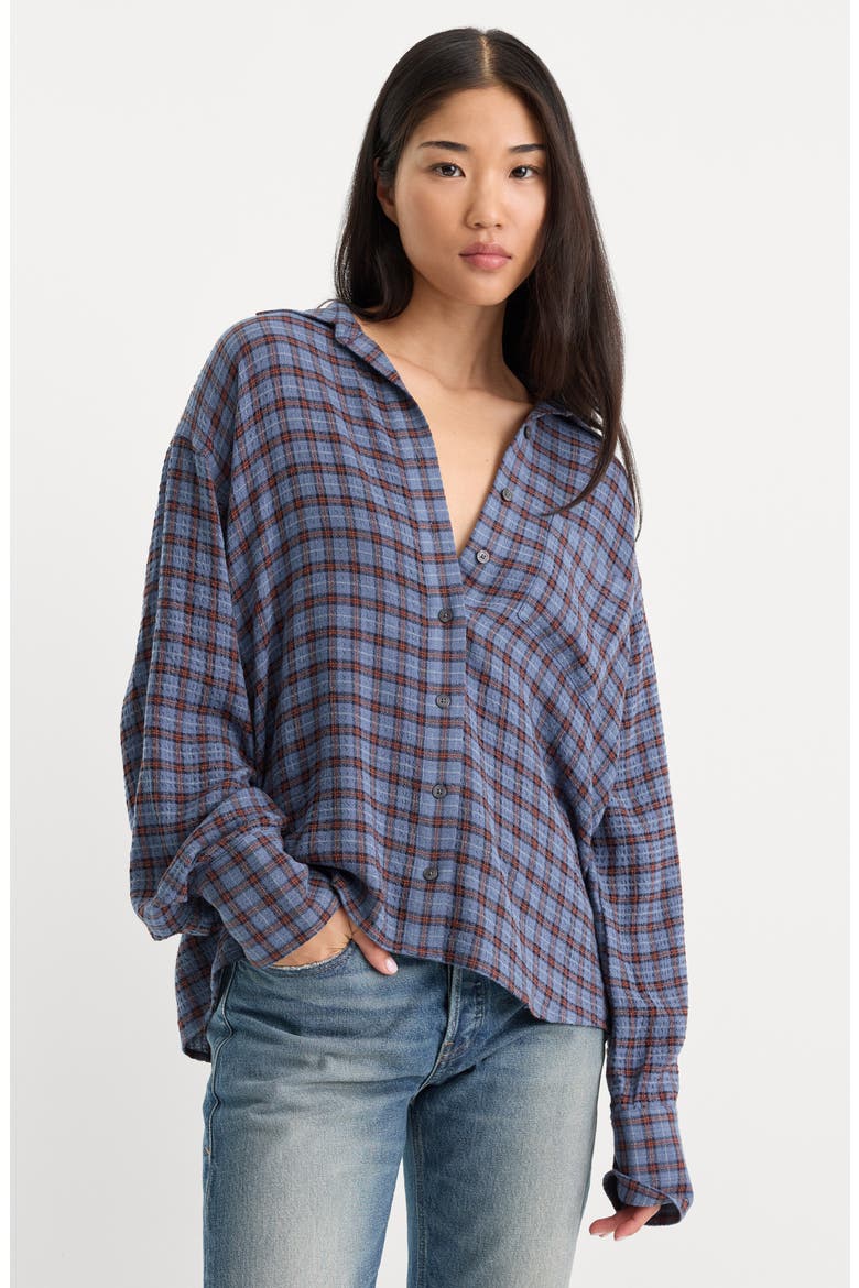 The Crinkle Easy Plaid Shirt, Alternate, color, BLUE PLAID