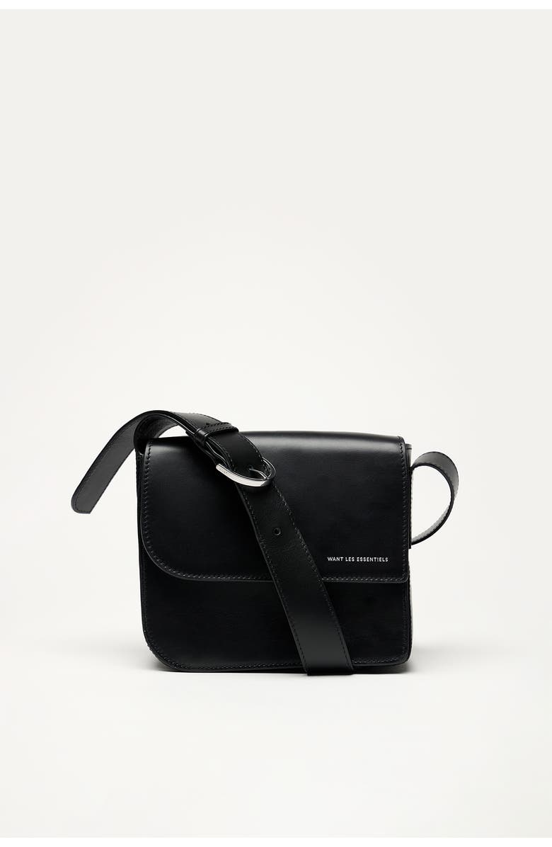 Want Les Essentiels Arch Smooth Leather Crossbody Bag, Main, color, Black