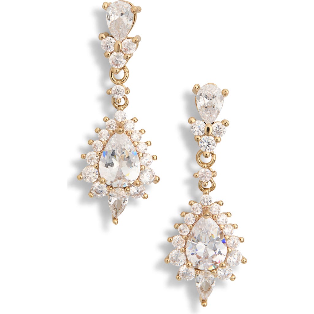 Nordstrom Rack Cubic Zirconia Cluster Drop Earrings In Gold