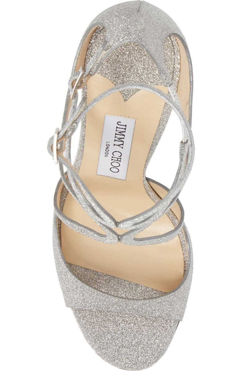 Jimmy Choo Lang Glitter Leather Sandal, Alternate, color,