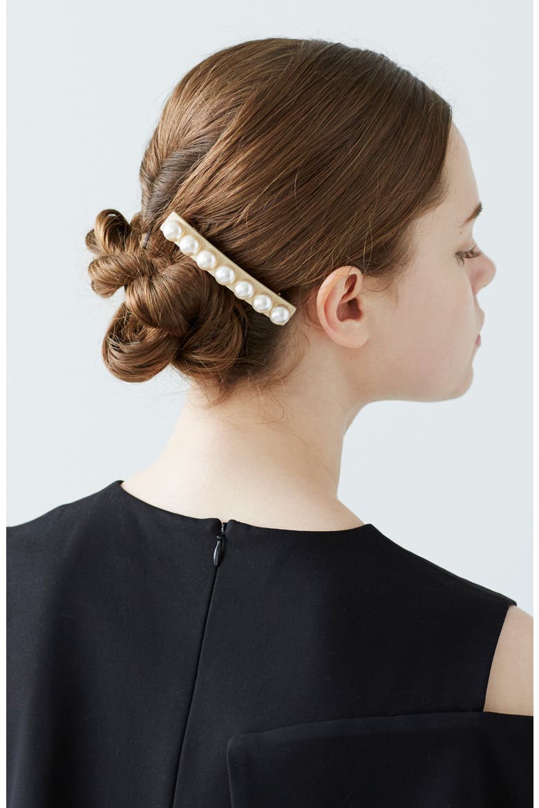 Imitation Pearl Barrette, Alternate, color, BLACK PEARL