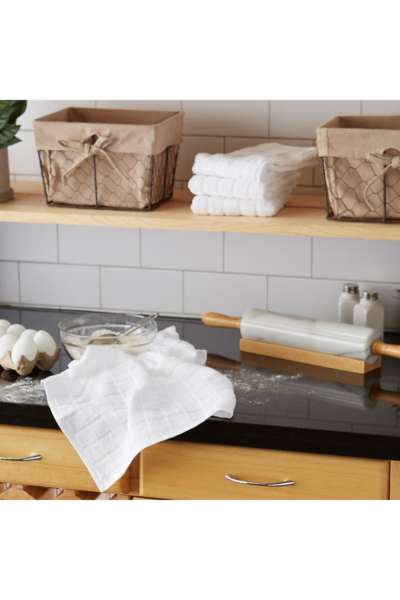 Solid Windowpane Terry Dishtowel Set/4, Alternate, color, White