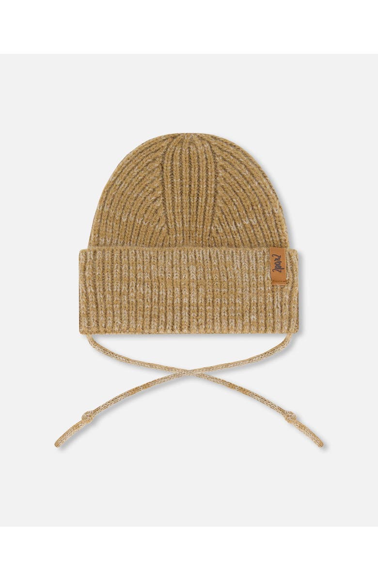 Deux par Deux Baby Unisex Mid-Season Knit Hat With Strings Brown Pink, Main, color, Terra Cotta