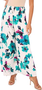 Vince Camuto Floral Wide Leg Pull-On Pants