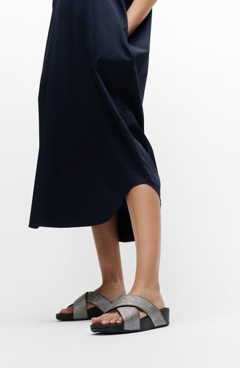 Lulu Glitterdust Platform Wedge Slide Sandal